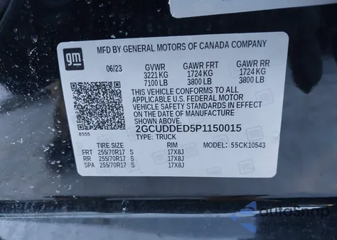 2023 Chevrolet Silverado 1500 4Wd Standard Bed Lt z USA, uszkodzony, nr VIN 2GCUDDED5P1150015